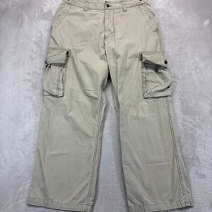 Vintage Old Navy Pants Mens 36x32 Cargo Khaki Tan Wide Leg Utility Y2K Trousers